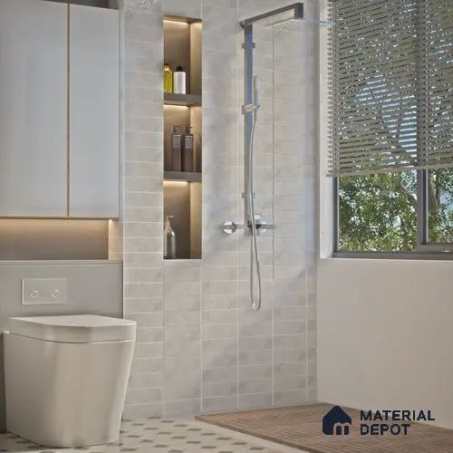 Plain Solids Tile TL 07550 Onyx Bianco 8.86 inch x 2.95 inch Vitrified Glossy Finish - 9 mm | 2 mm Spacer is Mandatory