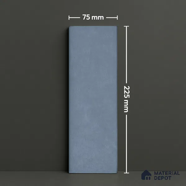 Plain Solid Look  Tile TL 07615 C Hooк Blue 9 inch x 3 inch Vitrified Matte Finish - 9 mm  | 2 mm Spacer is Mandatory (Sample)