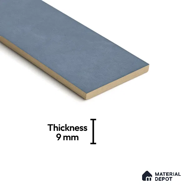Plain Solid Look  Tile TL 07615 C Hooк Blue 9 inch x 3 inch Vitrified Matte Finish - 9 mm  | 2 mm Spacer is Mandatory (Sample)