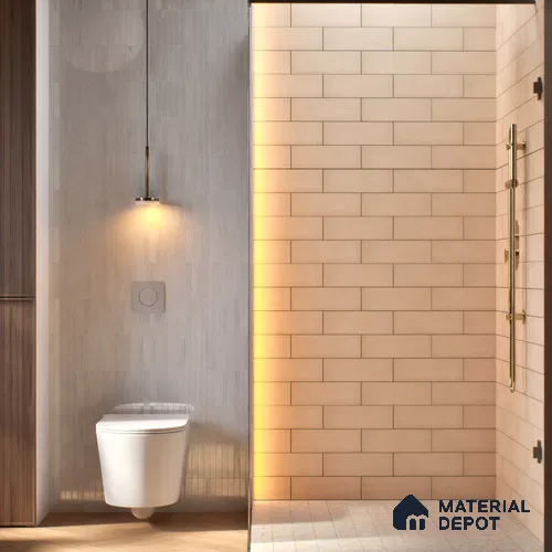 Plain Solid Look  Tile TL 07615 G Hook Creama 9 inch x 3 inch Vitrified Matte Finish - 9 mm  | 2 mm Spacer is Mandatory