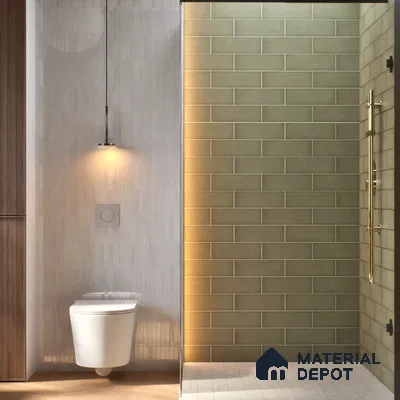 Plain Solid Look  Tile TL 07615 I Hook Green 9 inch x 3 inch Vitrified Matte Finish - 9 mm  | 2 mm Spacer is Mandatory