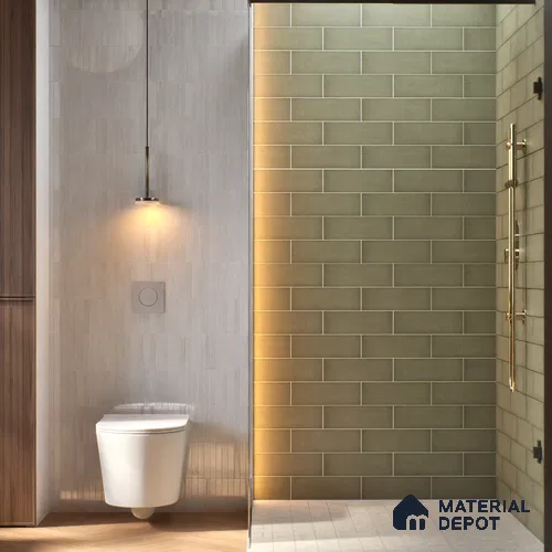 Plain Solid Look Tile TL 07615 I Hook Green 9 inch x 3 inch Vitrified Matte Finish - 9 mm | 2 mm Spacer is Mandatory