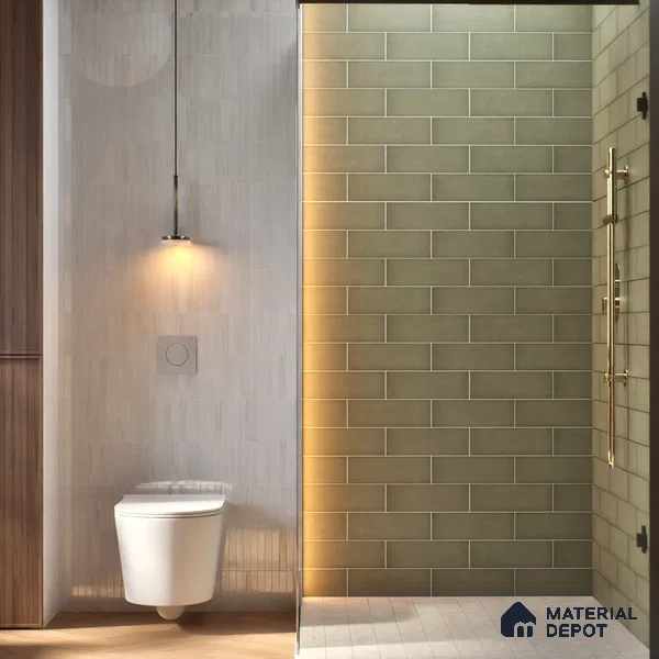 Plain Solid Look  Tile TL 07615 I Hook Green 9 inch x 3 inch Vitrified Matte Finish - 9 mm  | 2 mm Spacer is Mandatory