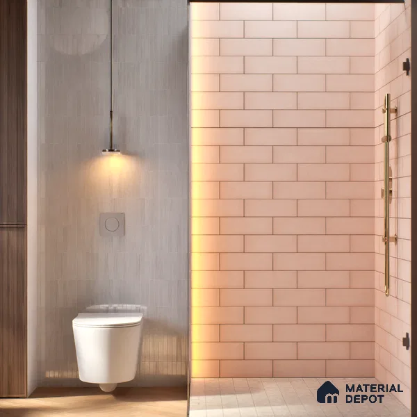 Plain Solid Look  Tile TL 07615 K Hook Pink 9 inch x 3 inch Vitrified Matte Finish - 9 mm  | 2 mm Spacer is Mandatory (Sample)
