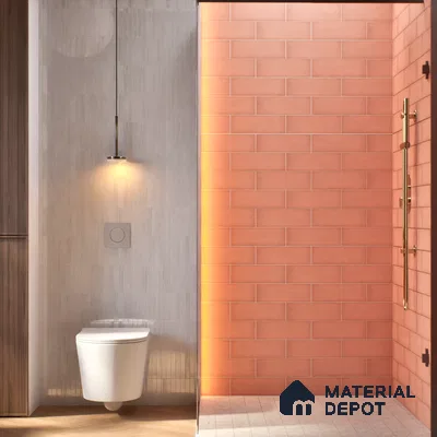 Plain Solid Look  Tile TL 07615 M Hook Red 9 inch x 3 inch Vitrified Matte Finish - 9 mm  | 2 mm Spacer is Mandatory (Sample)