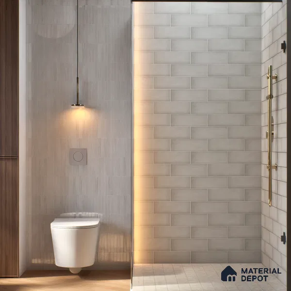 Plain Solid Look  Tile TL 07615 O Hook Steel Grey 9 inch x 3 inch Vitrified Matte Finish - 9 mm  | 2 mm Spacer is Mandatory (Sample)