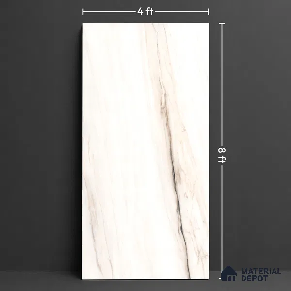 Marble Look Wall Tile TL 10049 Bianco Oro 8 ft x 4 ft Vitrified Glossy Finish - 9 mm | Random 3 | Adhesive and Spacers Must be Used During Installation