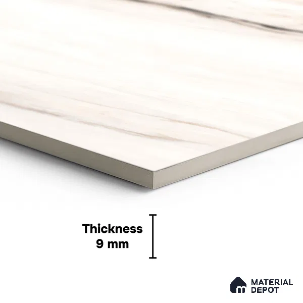 Marble Look Wall Tile TL 10049 Bianco Oro 8 ft x 4 ft Vitrified Glossy Finish - 9 mm | Random 3 | Adhesive and Spacers Must be Used During Installation