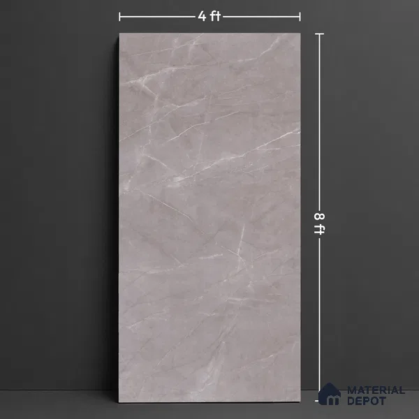 Marble Look Wall Tile TL 10052 Pulpis Grey 8 ft x 4 ft Vitrified Glossy Finish - 9 mm | Random 3 | Adhesive and Spacers Must be Used During Installation