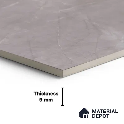 Marble Look Wall Tile TL 10052 Pulpis Grey 8 ft x 4 ft Vitrified Glossy Finish - 9 mm | Random 3 | Adhesive and Spacers Must be Used During Installation