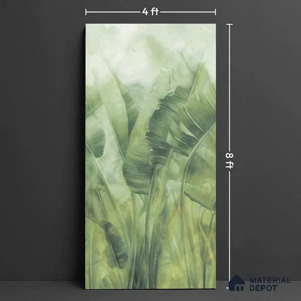 Floral Wall Tile TL 10053 Lily Leaf Decor A 8 ft x 4 ft Vitrified Matte Finish - 9 mm | Random 3 | Adhesive and Spacers Must be Used During Installation