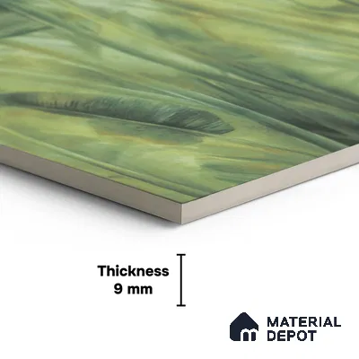 Floral Wall Tile TL 10053 Lily Leaf Decor A 8 ft x 4 ft Vitrified Matte Finish - 9 mm | Random 3 | Adhesive and Spacers Must be Used During Installation
