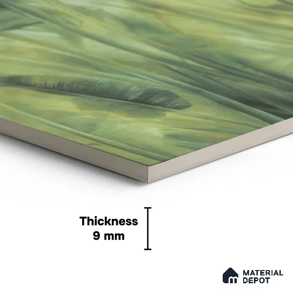 Floral Wall Tile TL 10053 Lily Leaf Decor A 8 ft x 4 ft Vitrified Matte Finish - 9 mm | Random 3 | Adhesive and Spacers Must be Used During Installation