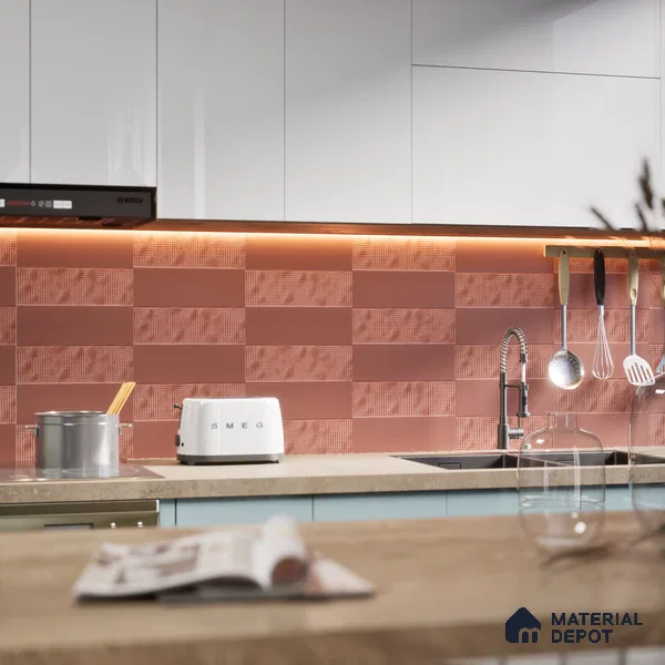 Subway Tile TL 07668 C Retro Cranberry 8.8 Inch x 2.9 Inch Full Body Vitrified Matte Finish - 9 mm | 2 mm Spacer is Mandatory