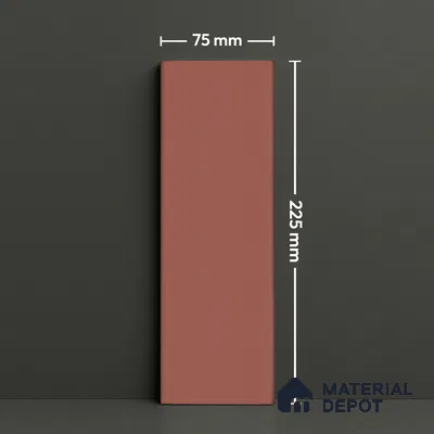 Subway Wall & Floor Tile TL 07668 D Plain Cranberry 8.8 Inch x 2.9 Inch Full Body Vitrified Matte Finish - 9 mm  | 2 mm Spacer is Mandatory (Sample)