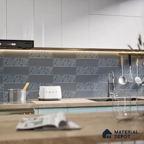 Subway  Tile TL 07668 K Retro Slate Blue 8.8 Inch x 2.9 Inch Full Body Vitrified Matte Finish - 9 mm  | 2 mm Spacer is Mandatory