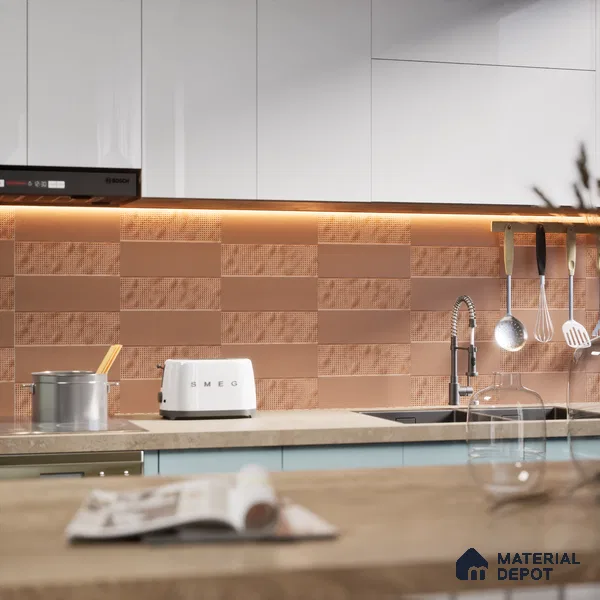 Subway Tile TL 07668 Retro Brown 8.8 Inch x 2.9 Inch Full Body Vitrified Matte Finish - 9 mm | 2 mm Spacer is Mandatory