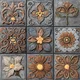 Handmade Third Fired Tumbled Tile TL 12983 C Slate Blossom 97x97 mm Glazed Matte Finish Embossed On Vitrified Mexican Series Tile - 11 mm | Custom Design & Individual Designs Available Image 01