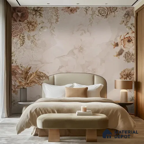 Timeless Elegance: Vintage Hanging Floral Luxury Wallpaper Indrani Series Handmade Florals Design (Customised Size Wallpaper )