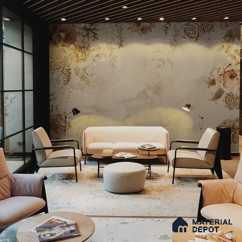 Timeless Elegance: Vintage Hanging Floral Luxury Wallpaper Indrani Series Soft Feel Florals Design (Customised Size Wallpaper )