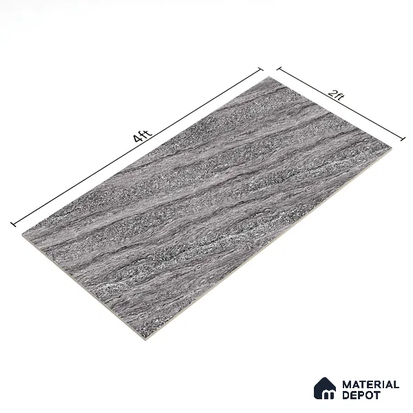 Marble Floor & Wall Tile TL 02195 B Alexa Grey 4 ft x 2 ft Glossy Finish Vitrified Tile - 9 mm