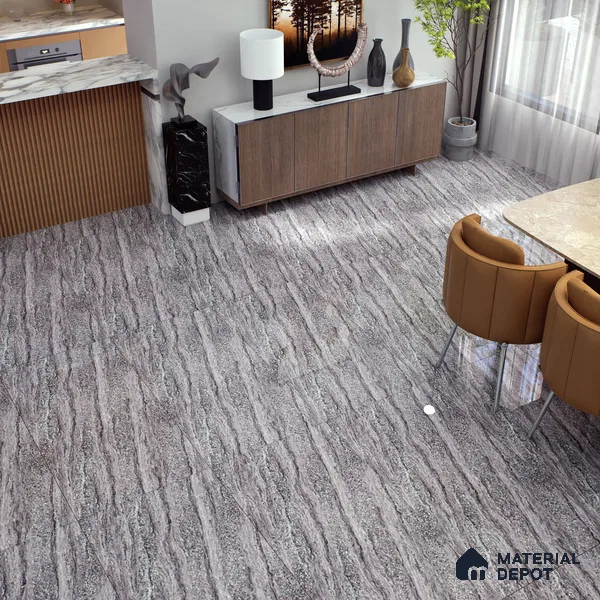 Marble Floor & Wall Tile TL 02195 B Alexa Grey 4 ft x 2 ft Glossy Finish Vitrified Tile - 9 mm