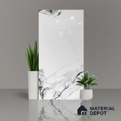 Marble Floor & Wall Tile TL 02195 A Tinct White 4 ft x 2 ft Glossy Finish Vitrified Tile - 9 mm (Random 5 )