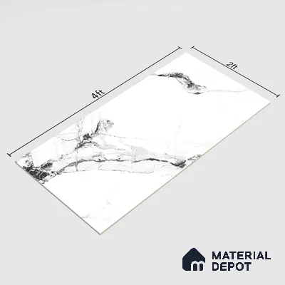 Marble Floor & Wall Tile TL 02195 A Tinct White 4 ft x 2 ft Glossy Finish Vitrified Tile - 9 mm (Random 5 )