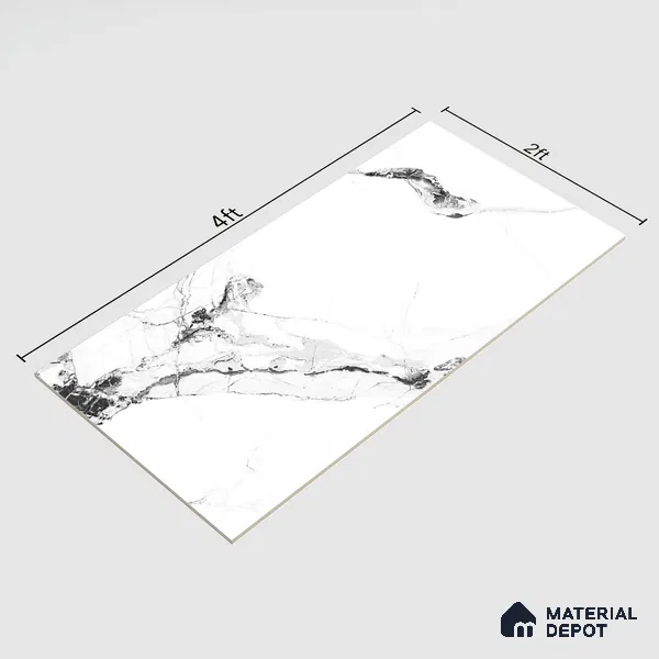 Marble Floor & Wall Tile TL 02195 A Tinct White 4 ft x 2 ft Glossy Finish Vitrified Tile - 9 mm (Random 5 )