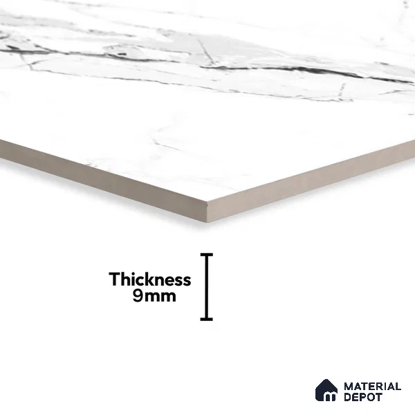 Marble Floor & Wall Tile TL 02195 A Tinct White 4 ft x 2 ft Glossy Finish Vitrified Tile - 9 mm (Random 5 )