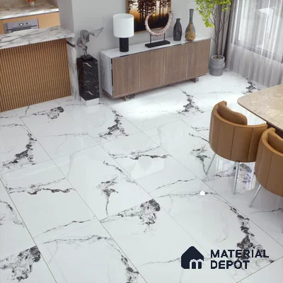 Marble Floor & Wall Tile TL 02195 A Tinct White 4 ft x 2 ft Glossy Finish Vitrified Tile - 9 mm (Random 5 )