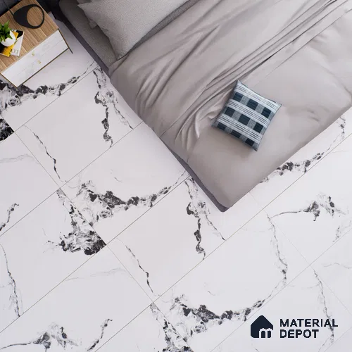 Marble Floor & Wall Tile TL 02195 A Tinct White 4 ft x 2 ft Glossy Finish Vitrified Tile - 9 mm (Random 5 )