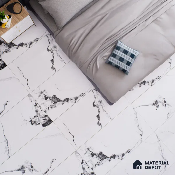 Marble Floor & Wall Tile TL 02195 A Tinct White 4 ft x 2 ft Glossy Finish Vitrified Tile - 9 mm (Random 5 )