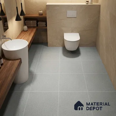 Terrazzo Floor Tile TL 00002 Polo Silver 600 x 600 mm Plain Look Matte Finish Anti Skid Outdoor Vitrified Parking Tile - 12 mm