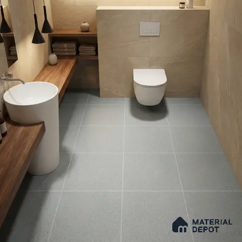 Terrazzo Floor Tile TL 00002 Polo Silver 600 x 600 mm Plain Look Matte Finish Anti Skid Outdoor Vitrified Parking Tile - 12 mm