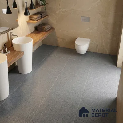 Terrazzo Floor Tile TL 00003 Polo Grey 600 x 600 mm Plain Look Matte Finish Anti Skid Outdoor Vitrified Parking Tile - 12 mm