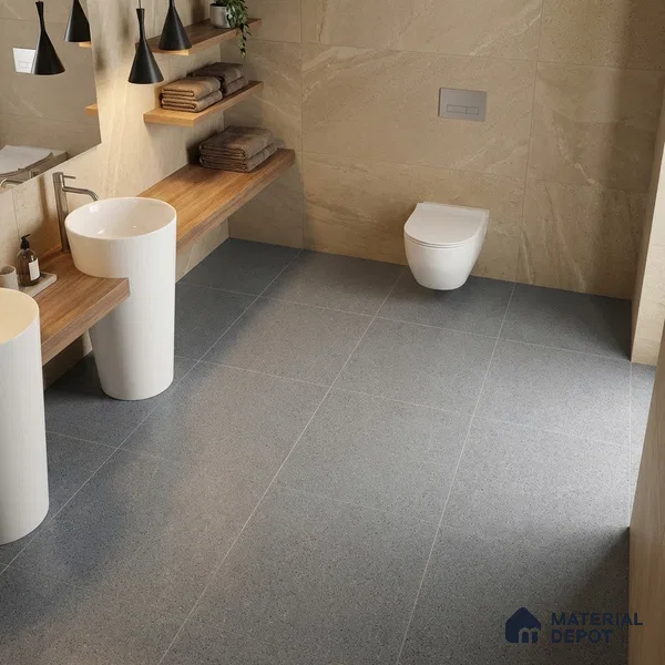 Terrazzo Floor Tile TL 00003 Polo Grey 600 x 600 mm Plain Look Matte Finish Anti Skid Outdoor Vitrified Parking Tile - 12 mm