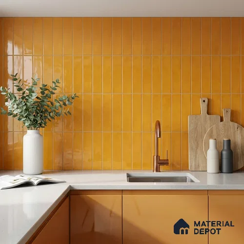 TL 00048 K 3x12 inches Royal Yellow Glossy Finish Ceramic Wall Tile - 8 mm