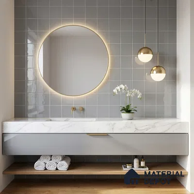 Subway Wall Tile TL 00055 B 4 x 4 inch Grey Plain Glossy Finish Ceramic Wall Tile - 5.8 mm | Suitable For Restaurant, Bathroom, Kitchen