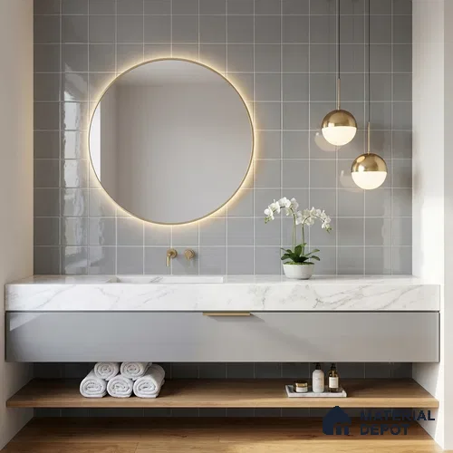 Subway Wall Tile TL 00055 B 4 x 4 inch Grey Plain Glossy Finish Ceramic Wall Tile - 5.8 mm | Suitable For Restaurant, Bathroom, Kitchen