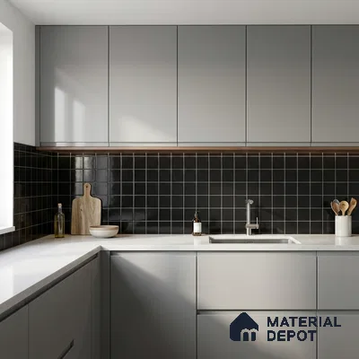 Subway Wall Tile TL 00055 C 4 x 4 inch Black Plain Glossy Finish Ceramic Wall Tile - 5.8 mm | Suitable For Restaurant, Bathroom, Kitchen (Sample)