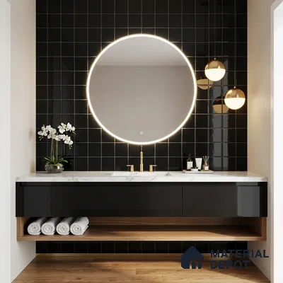 Subway Wall Tile TL 00055 C 4 x 4 inch Black Plain Glossy Finish Ceramic Wall Tile - 5.8 mm | Suitable For Restaurant, Bathroom, Kitchen (Sample)