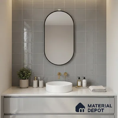 Subway Wall Tile TL 00055 S 8x8 inch Grey Plain Glossy Finish Ceramic Tile - 6 mm | Please Expect a Slight Variation of Pattern