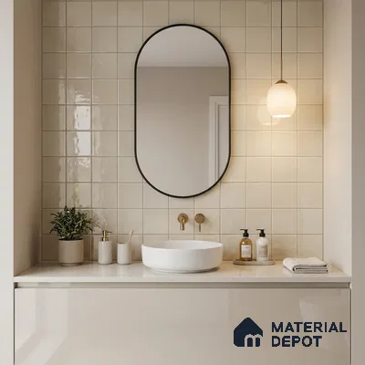 Subway Wall Tile TL 00055 T 8x8 inch Ivory Plain Glossy Finish Ceramic Tile - 6 mm | Please Expect a Slight Variation of Pattern