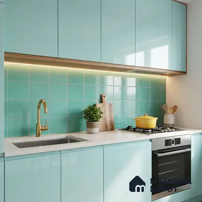 Subway Wall Tile TL 00055 Y 8x8 inch Aqua Green Plain Glossy Finish Ceramic Tile - 6 mm | Please Expect a Slight Variation of Pattern
