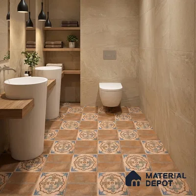 Terracotta Parking Floor & Wall TL 00061 D Red Rosy Brown 2 ft x 1 ft Matte Finish Stone Vitrified Tile - 12 mm | 32 Random Faces | Suitable For Heavy Duty Outdoor Areas