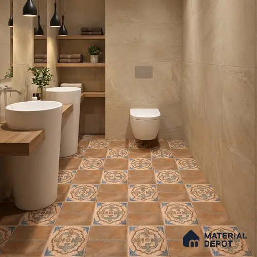Terracotta Parking Floor & Wall TL 00061 D Red Rosy Brown 2 ft x 1 ft Matte Finish Stone Vitrified Tile - 12 mm | 32 Random Faces | Suitable For Heavy Duty Outdoor Areas