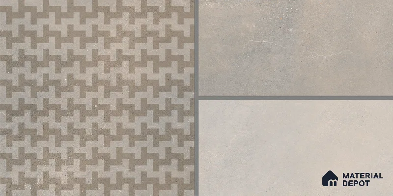 Parking Floor & Wall TL 00061 F Grayscale 2 ft x 1 ft Matte Finish Stone Vitrified Tile - 12 mm | 32 Random Faces | Suitable For Heavy Duty Outdoor Areas