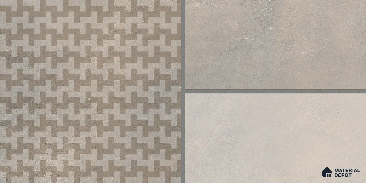 Parking Floor & Wall TL 00061 F Grayscale 2 ft x 1 ft Matte Finish Stone Vitrified Tile - 12 mm | 32 Random Faces | Suitable For Heavy Duty Outdoor Areas