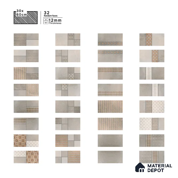Parking Floor & Wall TL 00061 F Grayscale 2 ft x 1 ft Matte Finish Stone Vitrified Tile - 12 mm | 32 Random Faces | Suitable For Heavy Duty Outdoor Areas
